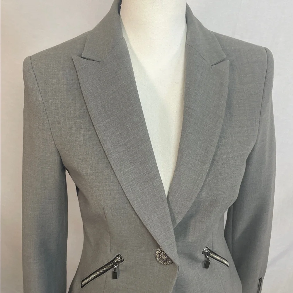 NWT Charcoal Women's Blazer with Zipper Accents